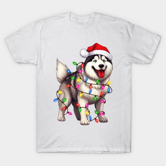 Christmas Siberian Husky T-Shirt by Chromatic Fusion Studio